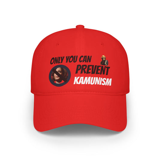 Low Profile Baseball Cap with 'Only You Can Prevent Kamunism' Slogan and Smokey the Bear Graphic, Trendy, Adjustable, Casual Hat