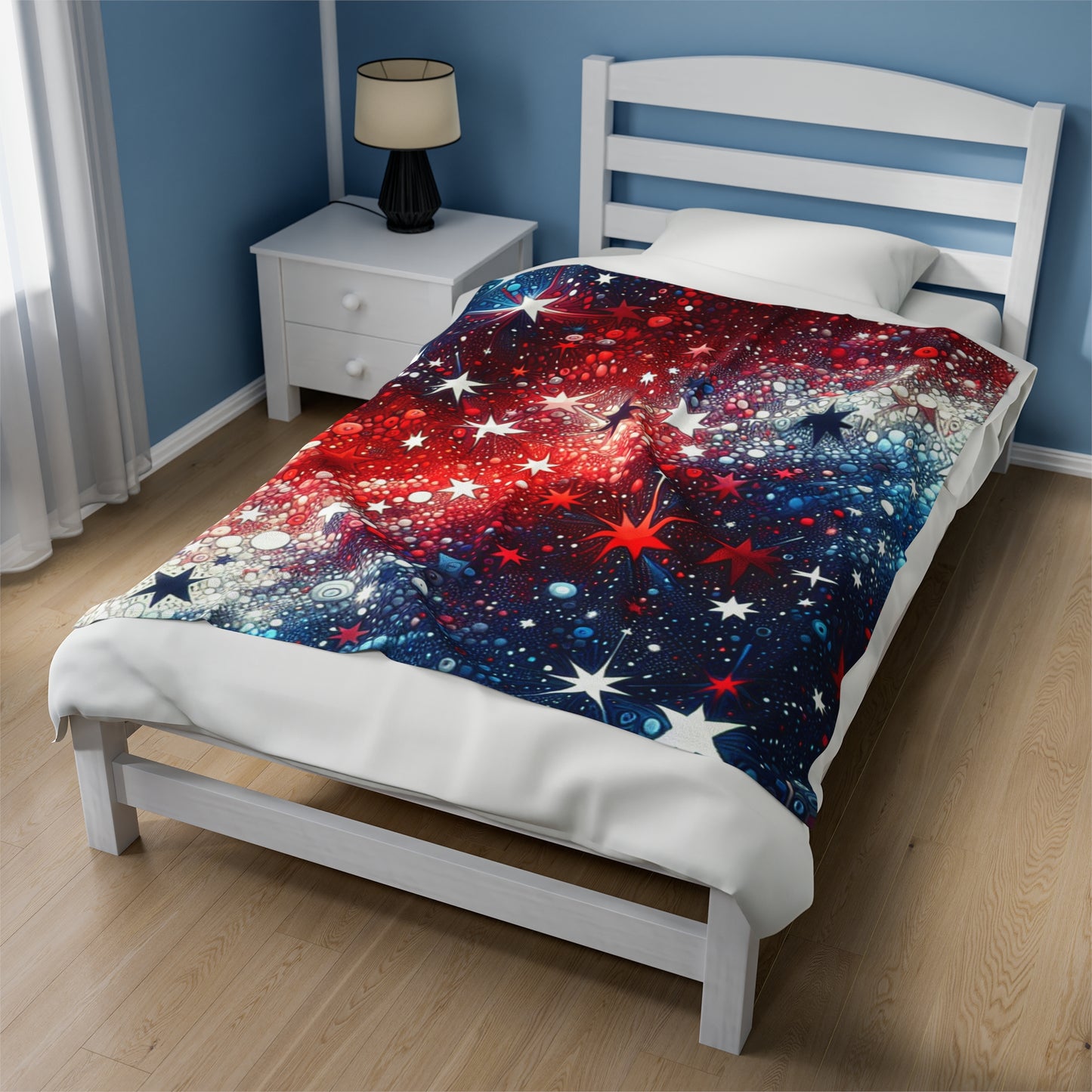 Red, White & Blue Stars Velveteen Plush Blanket - Top That Tees