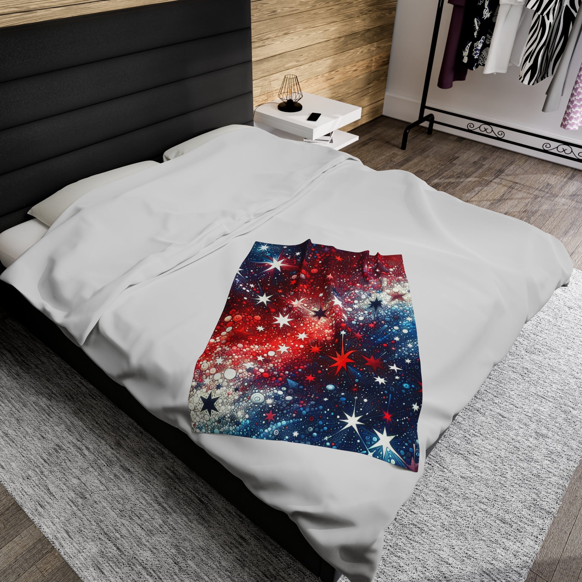 Red, White & Blue Stars Velveteen Plush Blanket - Top That Tees