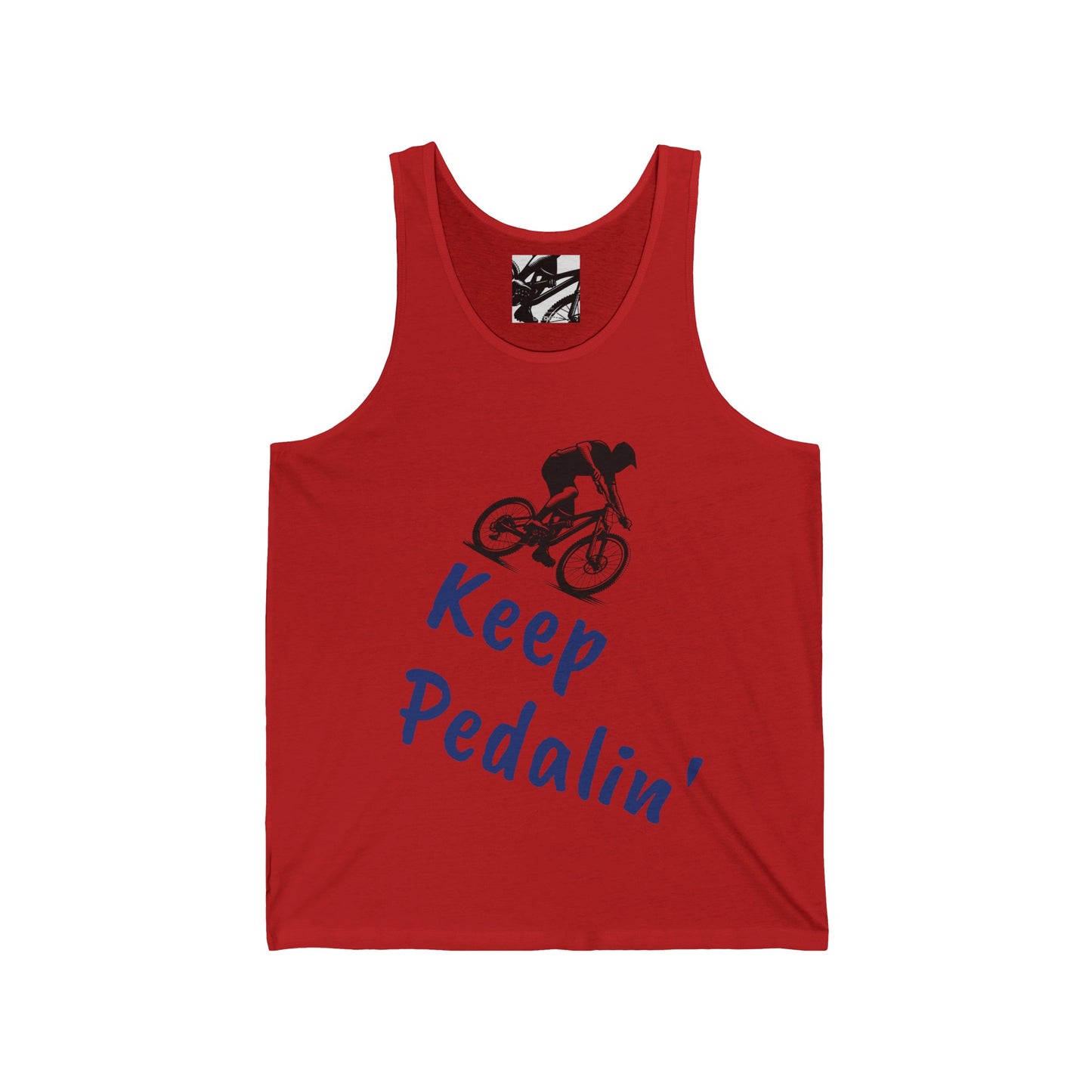 Keep Pedalin', Unisex Jersey Tank, Graphic Tank, Mountain Biking, Cycling Enthusiast, Bike Riding, Athletic, MTB - Top That Tees