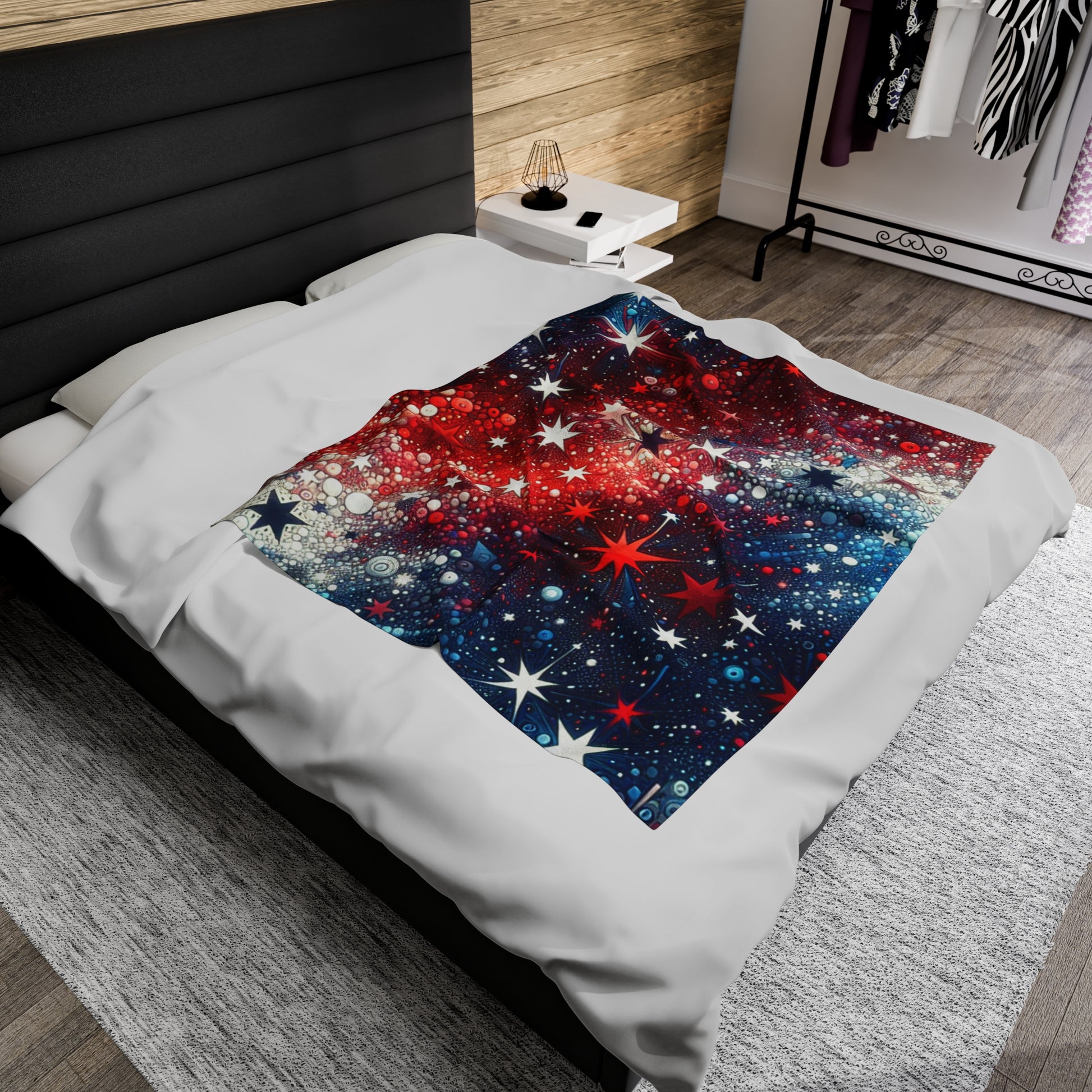 Red, White & Blue Stars Velveteen Plush Blanket - Top That Tees