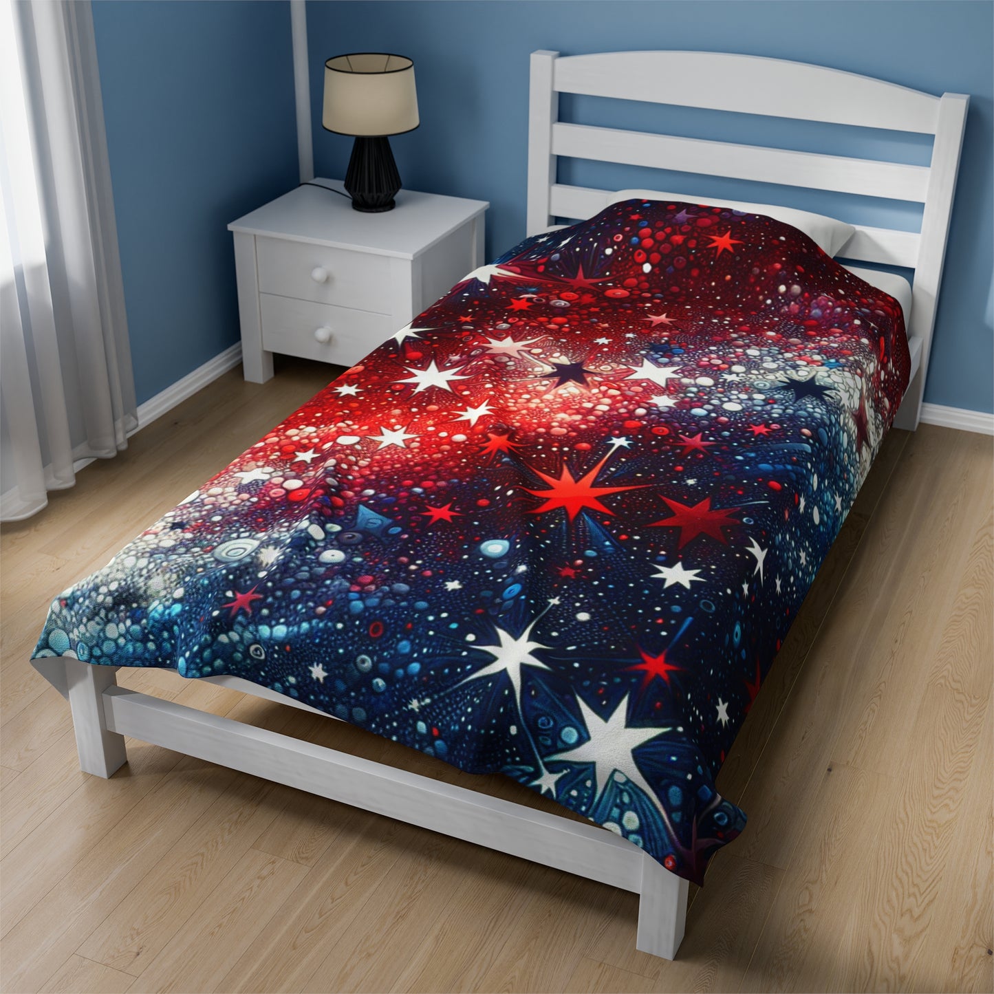 Red, White & Blue Stars Velveteen Plush Blanket - Top That Tees