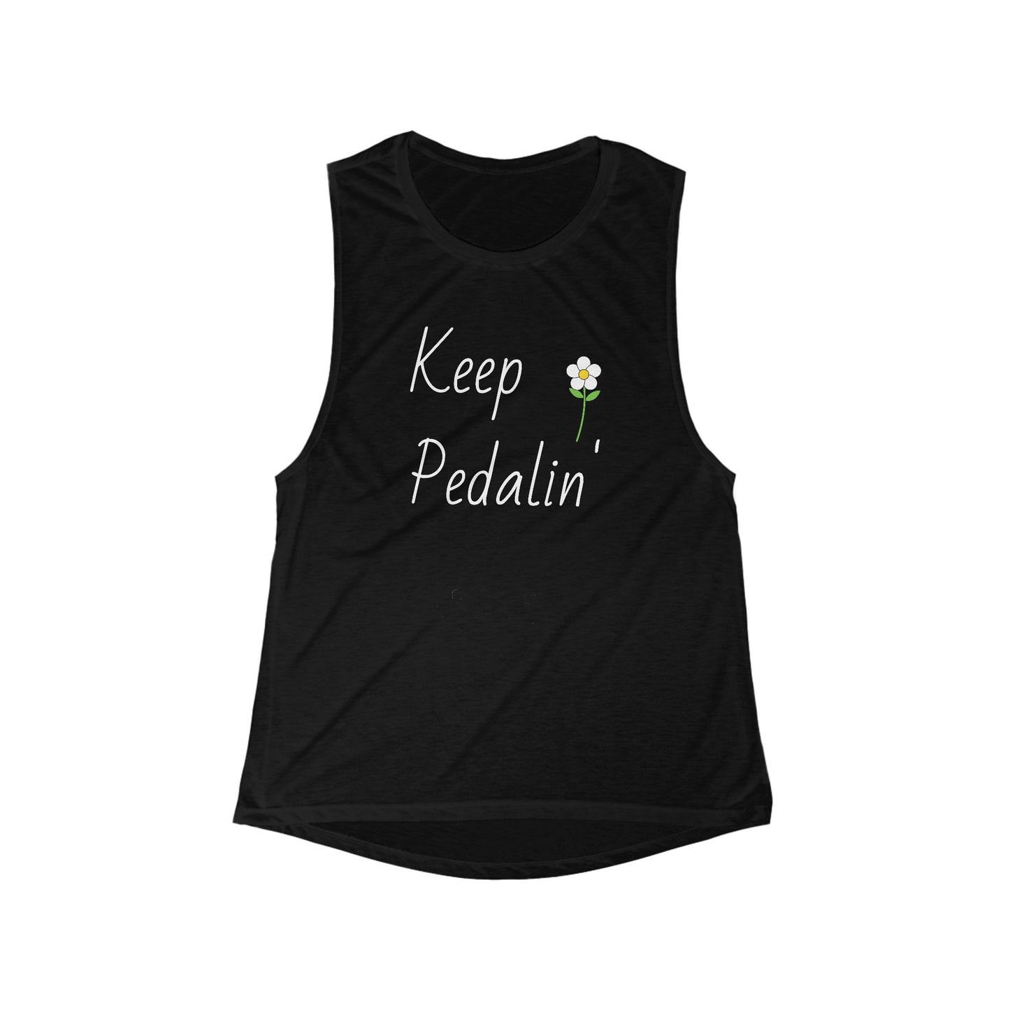 Keep Pedalin', Women's Flowy Scoop Muscle Tank, Mountain Biking, Cycling, Riding Enthusiast, Active Wear, Exercise, Motivation, Inspiration - Top That Tees