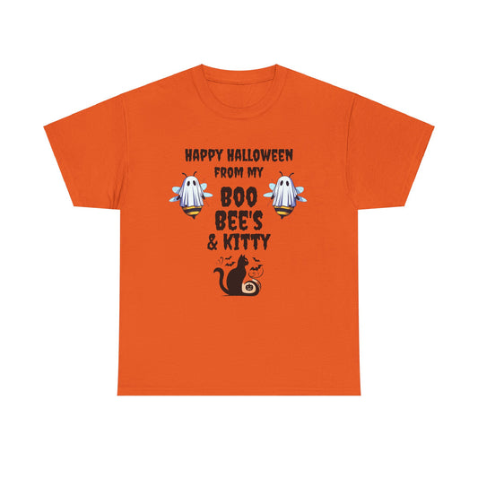 Funny Halloween Boo Bee's & kitty Unisex Tee, Humorous Graphic Tee, Halloween Costume, Spooky Trick or Treat Top, Halloween Party Apparel