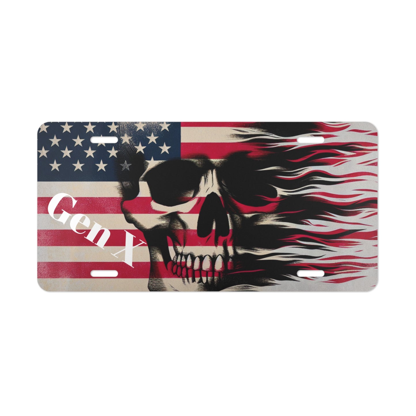 Gen X Flag and Skull Vanity Plate - Top That Tees