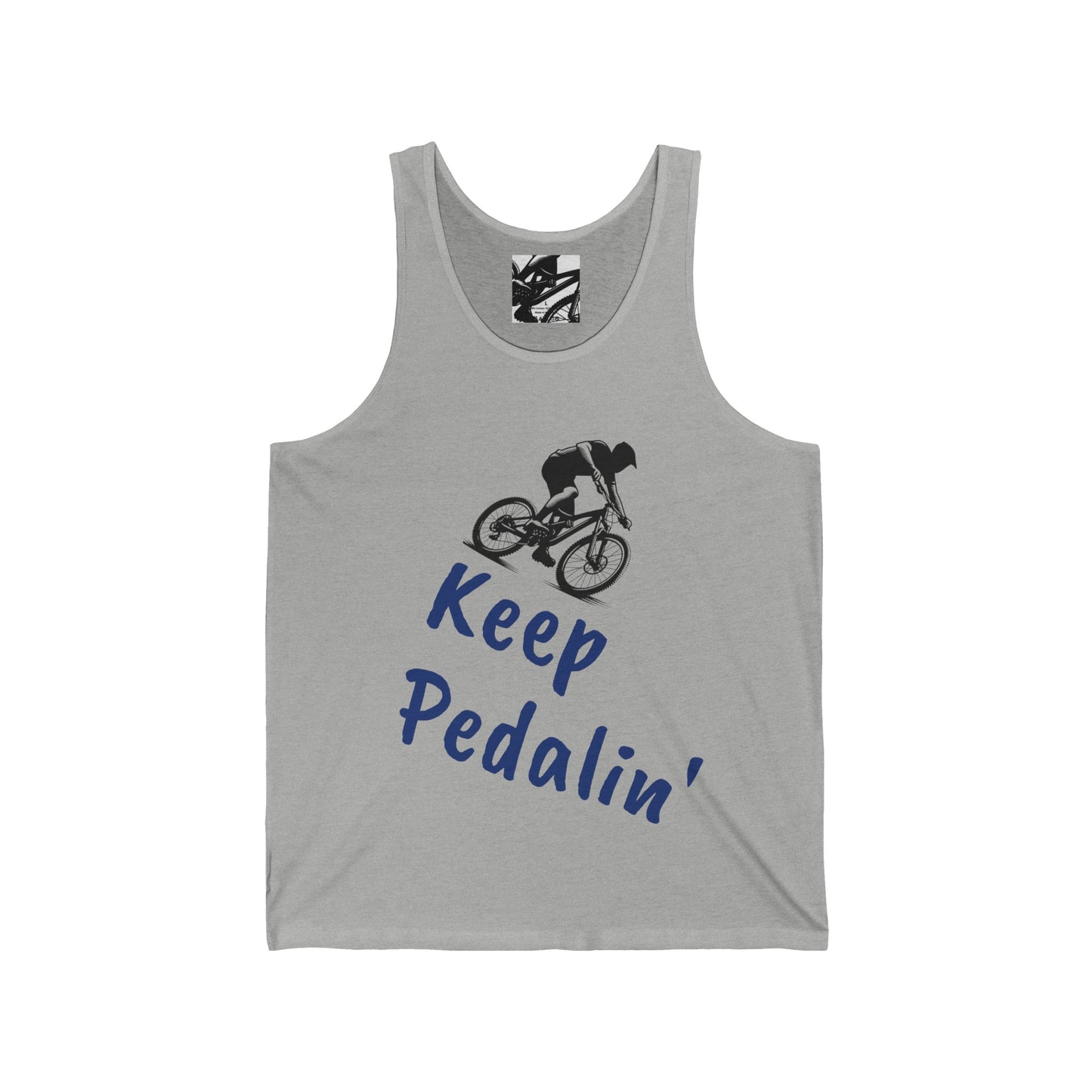 Keep Pedalin', Unisex Jersey Tank, Graphic Tank, Mountain Biking, Cycling Enthusiast, Bike Riding, Athletic, MTB - Top That Tees