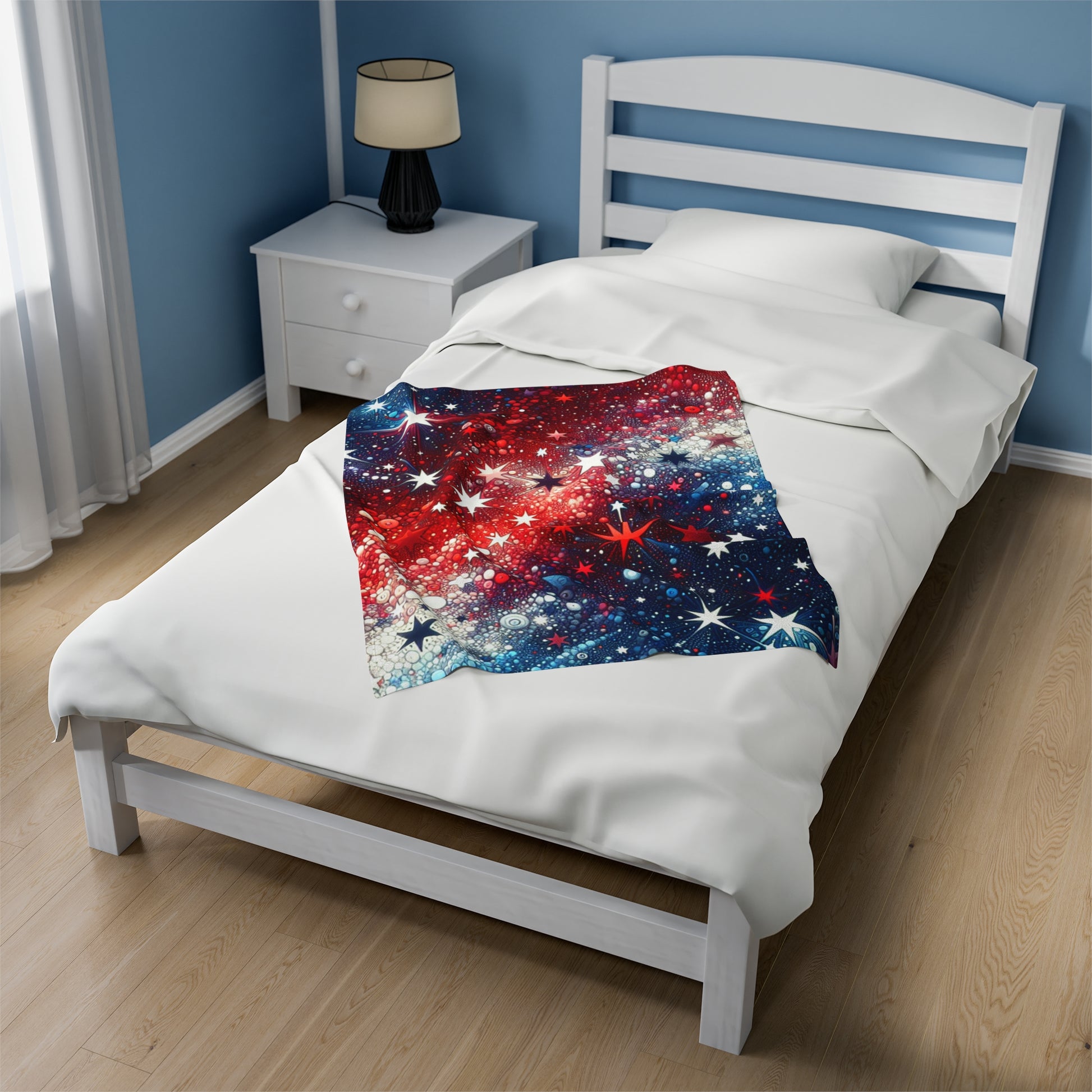 Red, White & Blue Stars Velveteen Plush Blanket - Top That Tees