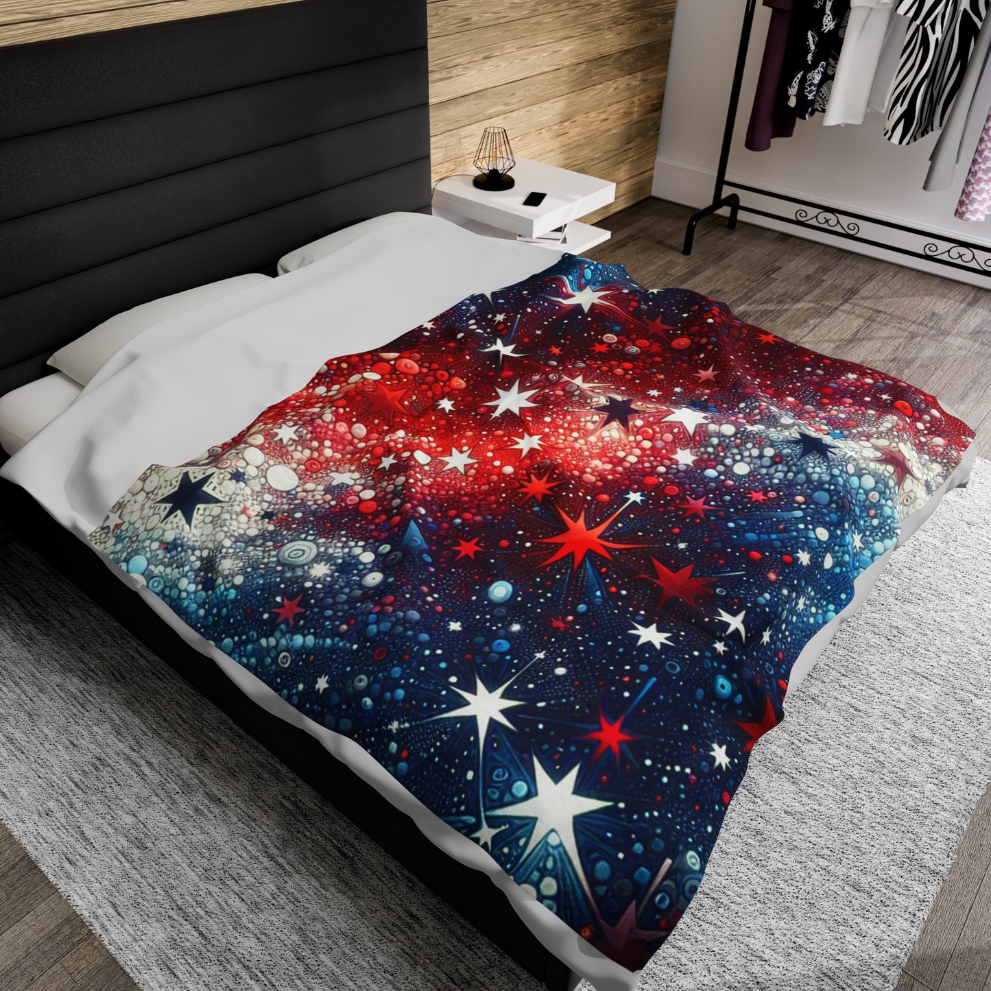 Red, White & Blue Stars Velveteen Plush Blanket - Top That Tees