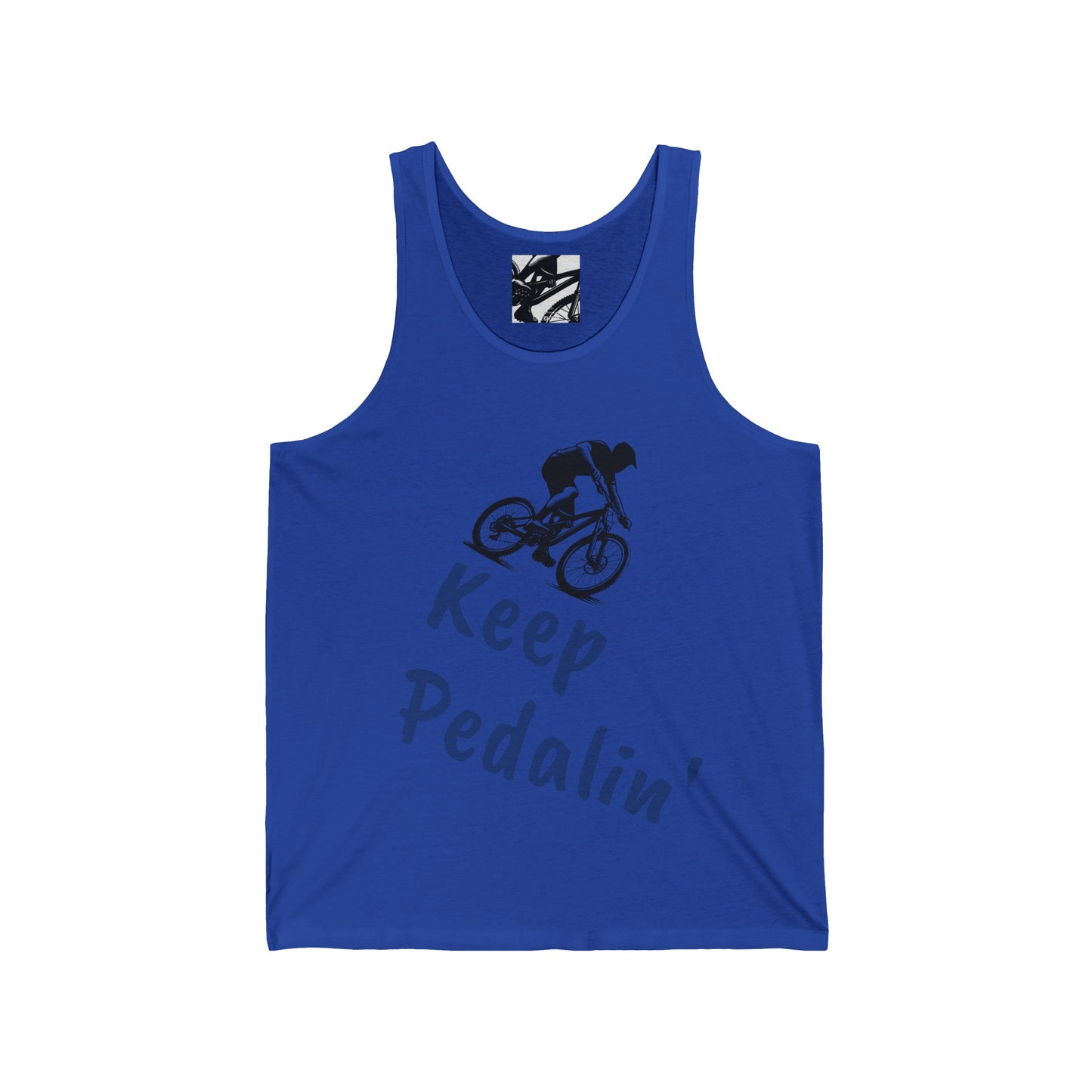 Keep Pedalin', Unisex Jersey Tank, Graphic Tank, Mountain Biking, Cycling Enthusiast, Bike Riding, Athletic, MTB - Top That Tees