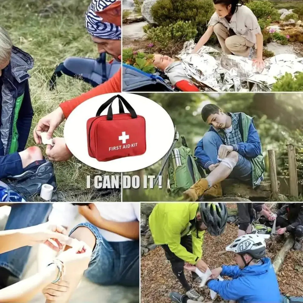 173pcs Large First Aid Kit: Portable Bag For Outdoor Hunting, Hiking, Camping And More - Including Emergency Supplies!