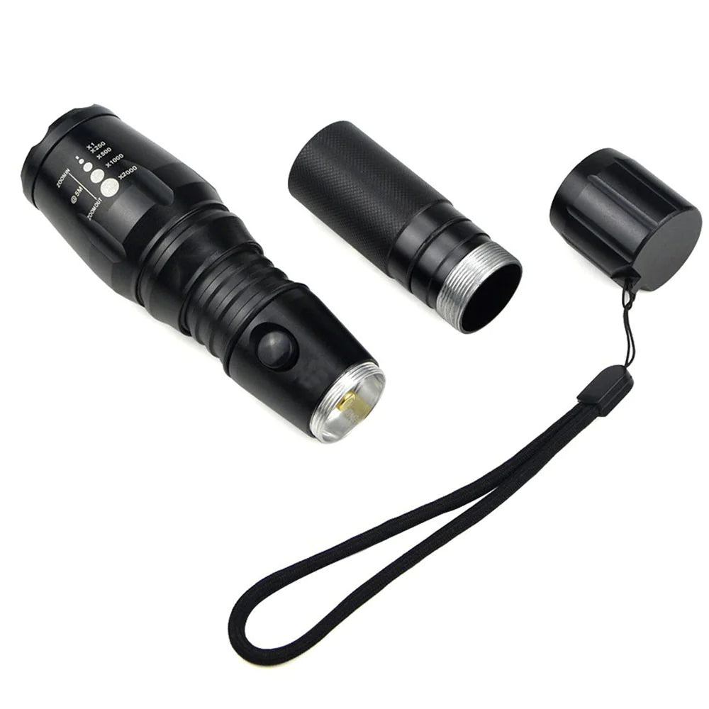 2 Pk Ultra-Bright 90000LM LED Tactical Flashlight - 5 Modes Zoomable Torch Searchlight