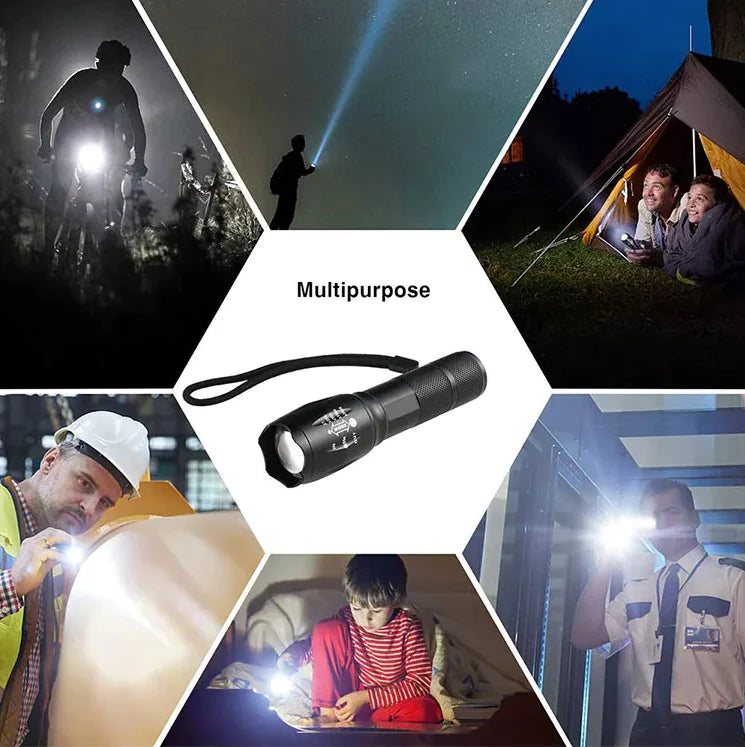 2 Pk Ultra-Bright 90000LM LED Tactical Flashlight - 5 Modes Zoomable Torch Searchlight