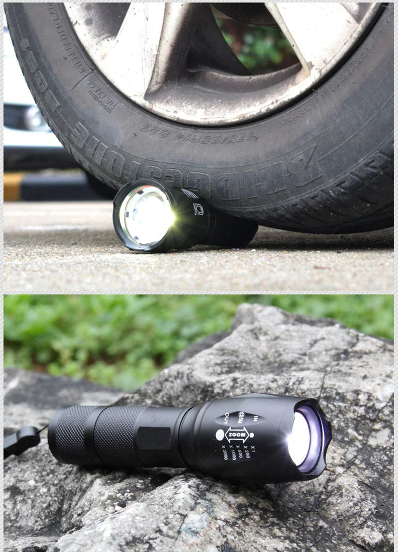 2 Pk Ultra-Bright 90000LM LED Tactical Flashlight - 5 Modes Zoomable Torch Searchlight