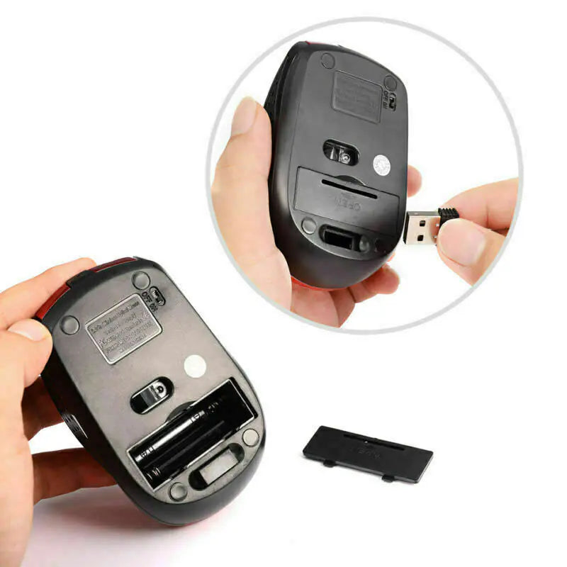 2.4GHz Wireless Optical Mouse & USB Receiver For PC Laptop Computer